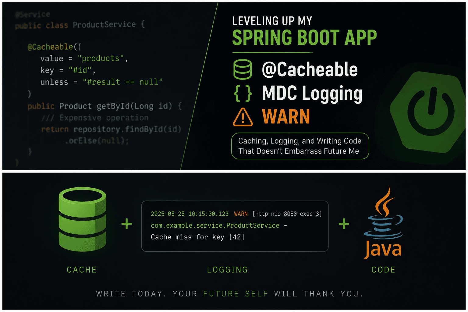 Leveling Up My Spring Boot App — Caching, Logging, and Writing Code That Doesn't Embarrass Future Me